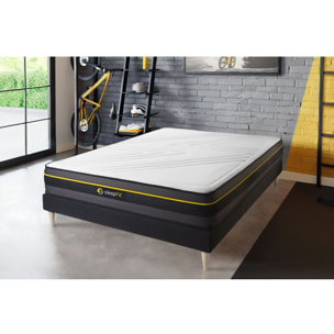 Ensemble - Matelas Mémoire de forme 24cm d'épaisseur - 5 zones de confort - Confort ferme - Sommier tapissier en kit - 2 places