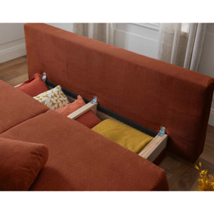 Cristal - canapé 3 places - convertible avec coffre - en velours texturé - Terracotta