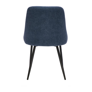 Chaises en tissu chenille bleu foncé et métal noir (lot de 2) HASTA