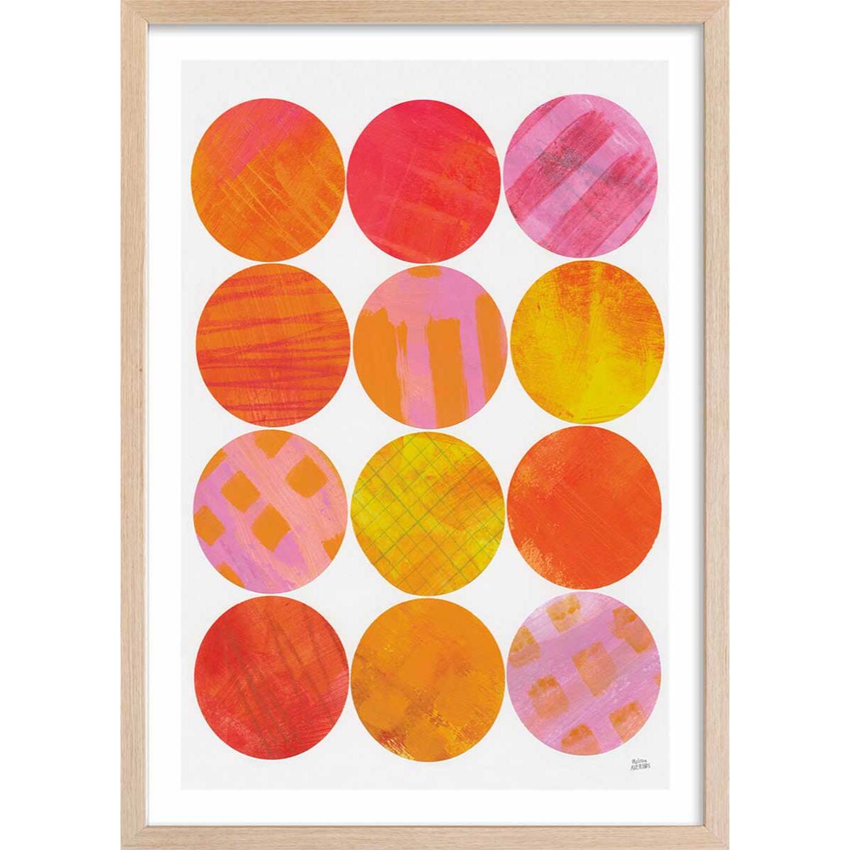 Poster sun shine circle Affiche + cadre en bois - Chêne