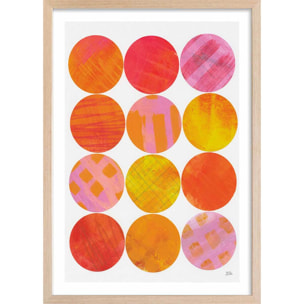 Poster sun shine circle Affiche + cadre en bois - Chêne