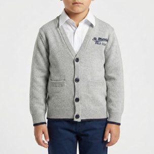 Cardigan finezza 7 con taschini Polo Club St Martin Grigio