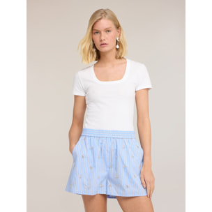 Motivi - Camiseta de punto acanalado con cut-out - Blanco