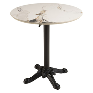 ICARE - Ensemble n°1: table bistrot D70cm pliable en céramique marbré clair
