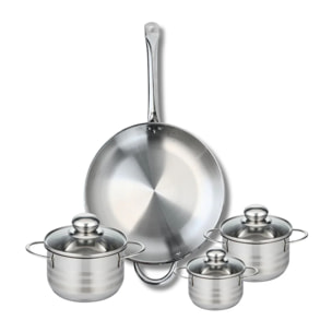 Ensemble de 1 Poêle de cuisson 32 cm et 3 faitouts 12, 14 et 16 cm Elo Profi Brillant