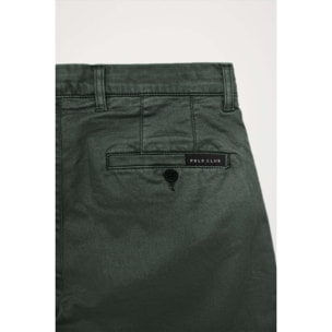 Pantalón chino verde de algodón elástico con detalles Polo Club