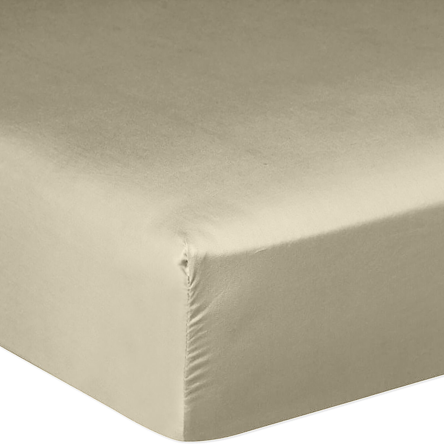 Drap Housse - Bonnet:30cm 100% Satin De Coton lavé 105 Fils Beige
