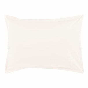 Taie d'oreiller unie en satin de coton bio, TEOPHILE, Blanc Hermine