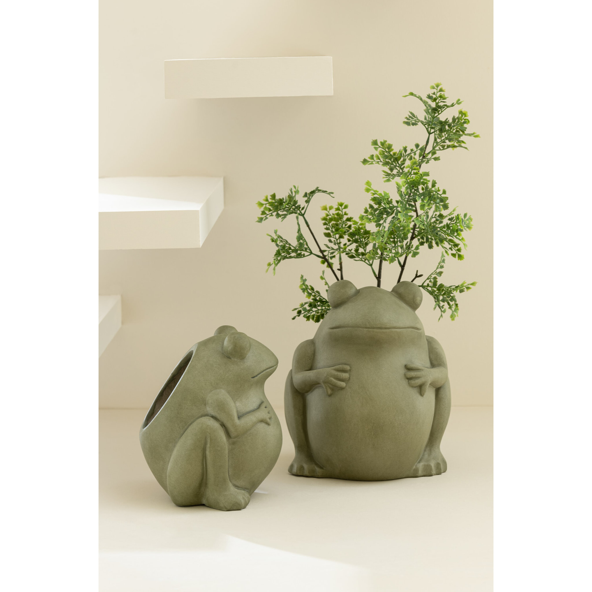 J-Line cache-pot Frog - céramique - vert - large - Ø 21 cm