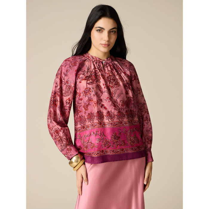 Oltre - Blusa estampado pañuelo - Rosa