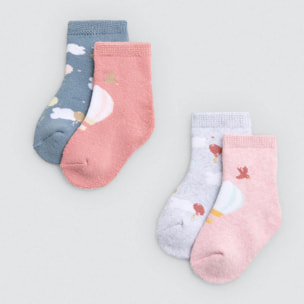 Confezione da 4 calzini termici per neonato con stampe a palloncino