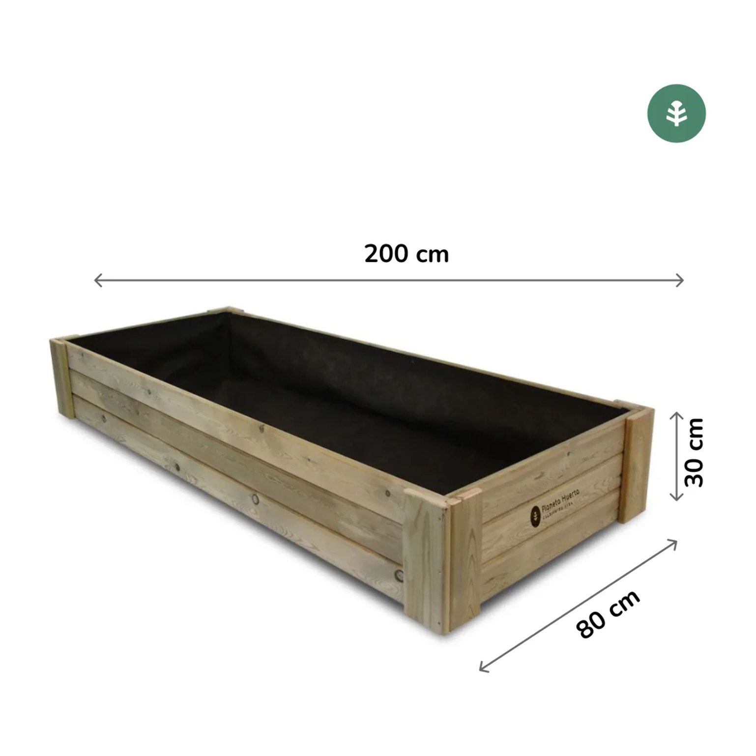 Cajonera de Cultivo Box XXL30 (200x80x30cm) Planeta Huerto 390 L