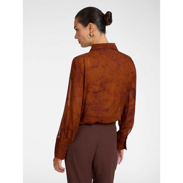 Elena Mirò - Camicia in georgette stampata - Marrone
