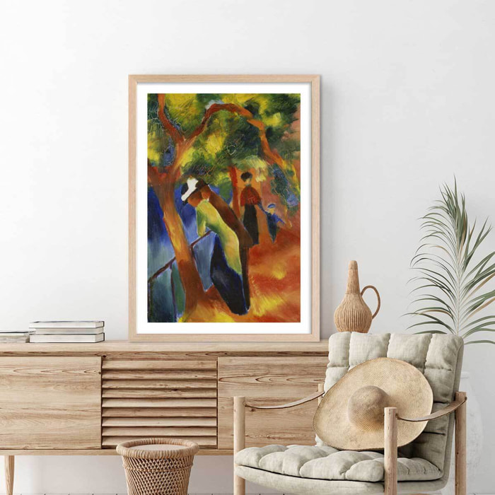 Affiche Sunny path par August Macke Affiche + cadre en bois - Chêne