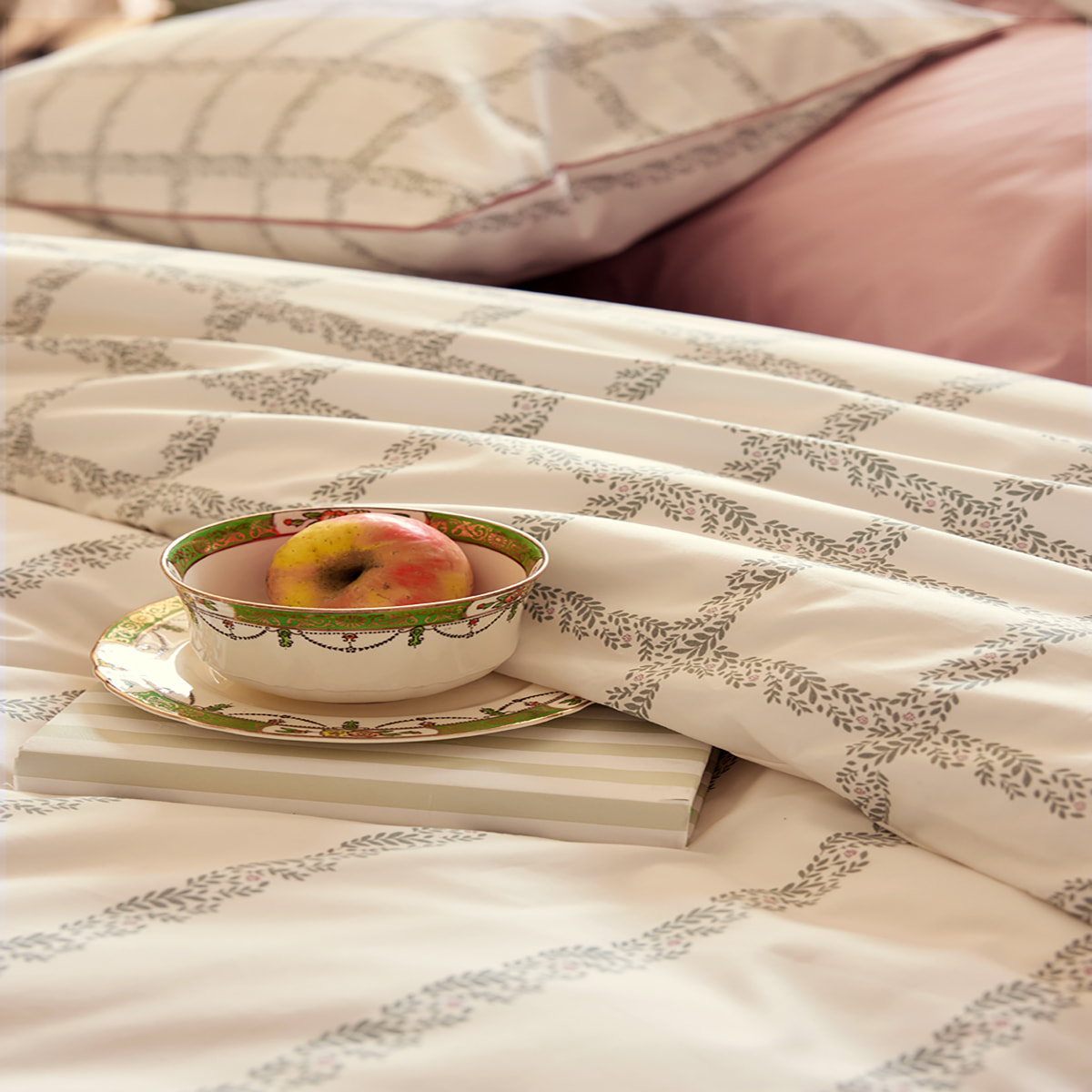Housse de couette imprimée en percale de coton, JARDIN SECRET