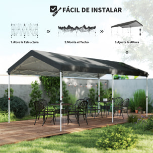Carpa Plegable 6x3 m Cenador de Jardín con Altura Ajustable en 3 Niveles Protección UV50+ Impermeable y Bolsa de Transporte Gazebo para Exterior Fiestas Camping Gris Oscuro