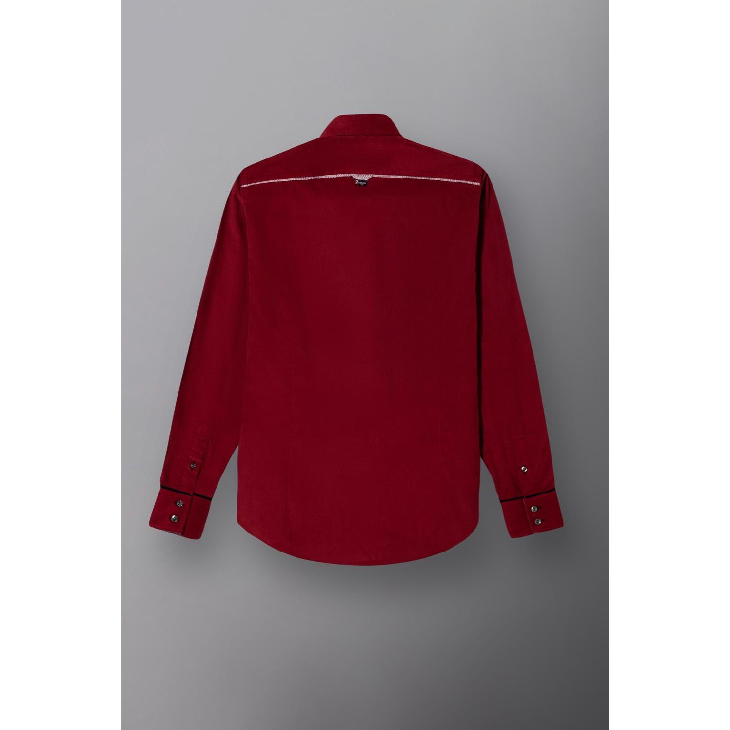 Camicia Uomo 1 Bottoni Button Down VELLUTO Unito Rosso