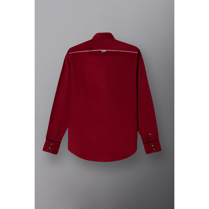 Camicia Uomo 1 Bottoni Button Down VELLUTO Unito Rosso