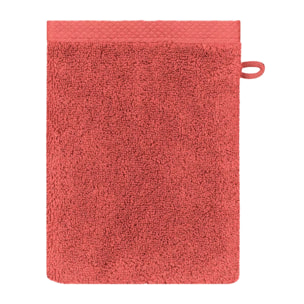 Gant de toilette pur coton 550 g/m² uni rose Elea corail