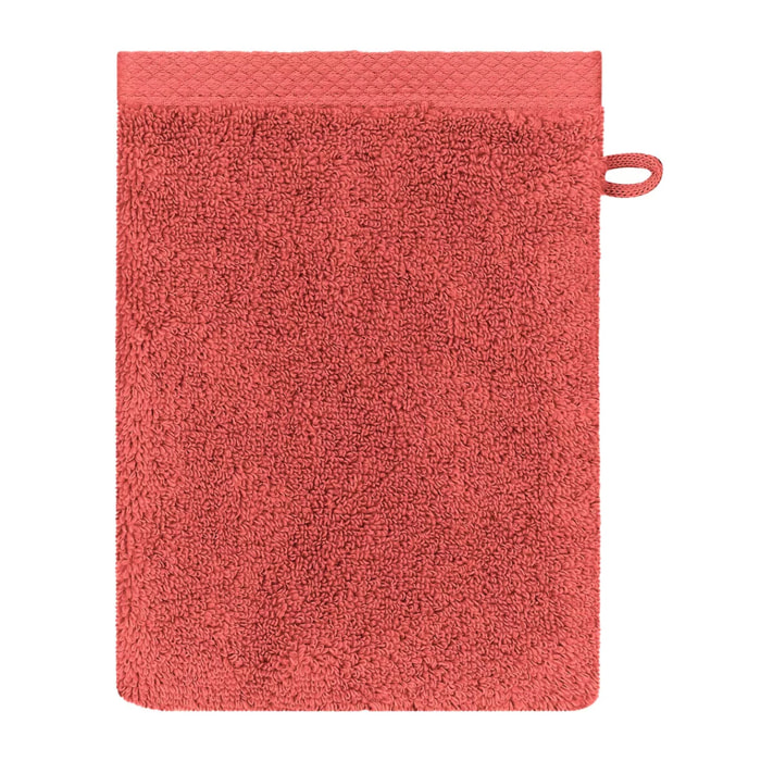 Gant de toilette pur coton 550 g/m² uni rose Elea corail