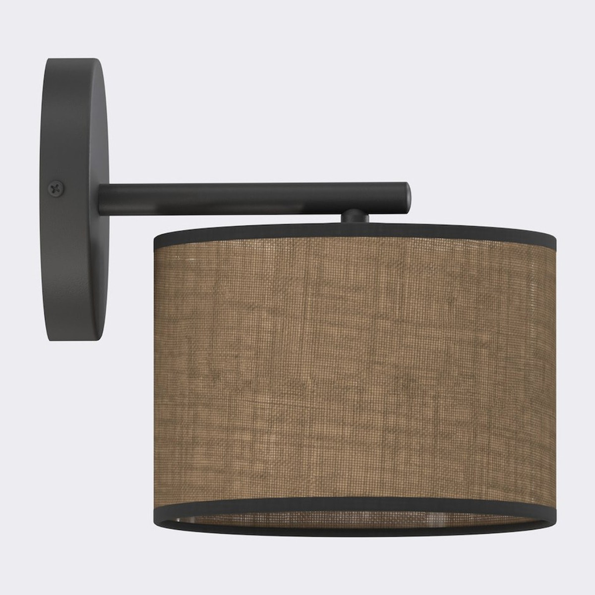 Lampada a parete ECO in acciaio nero e tessuto marrone