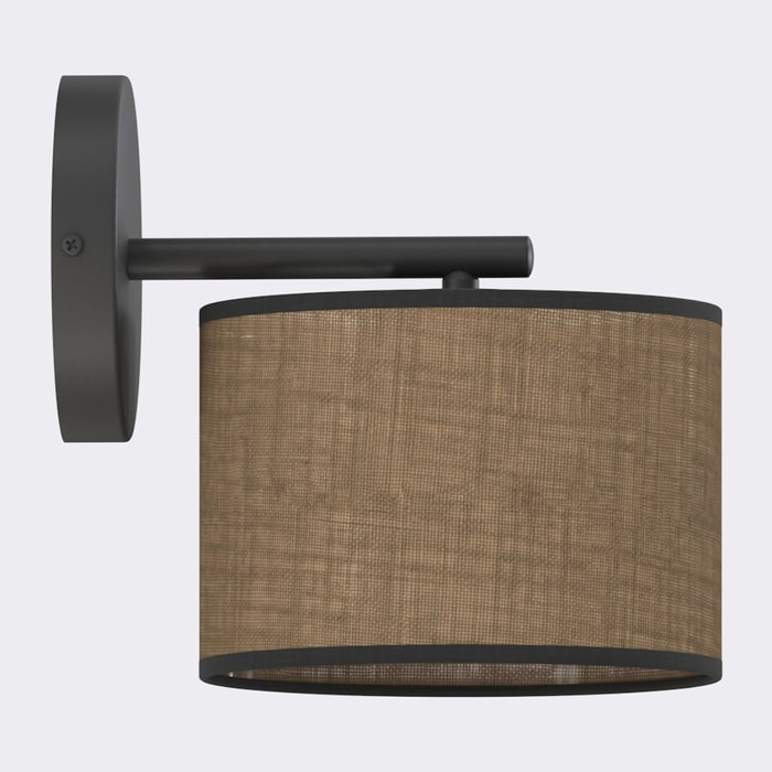 Lampada a parete ECO in acciaio nero e tessuto marrone