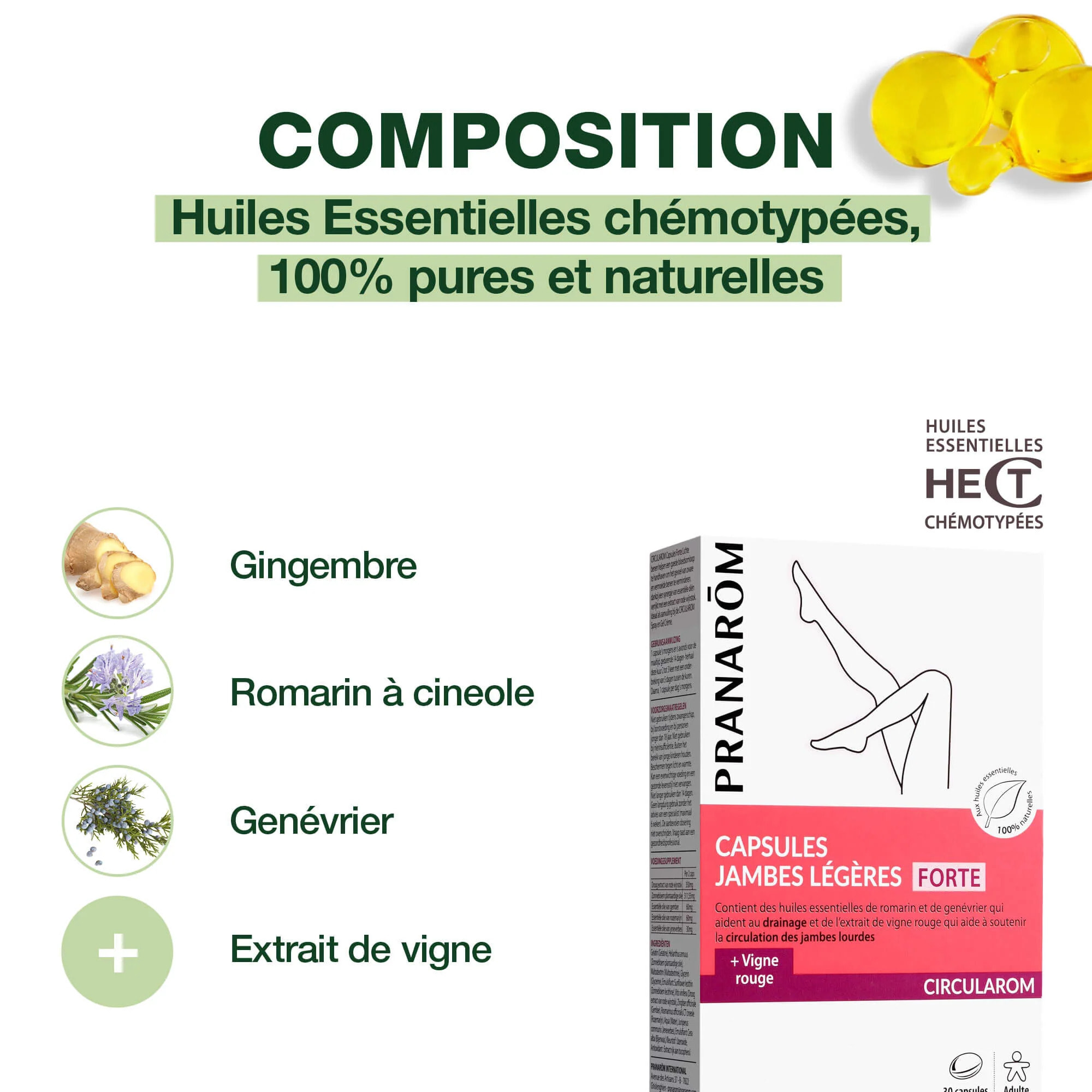Pranarom - Capsules FORTE - Jambes légères - 30 capsules