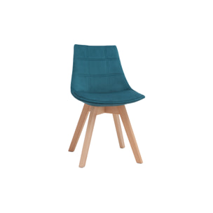 Chaises scandinaves en tissu velours bleu pétrole et bois clair (lot de 2) MATILDE
