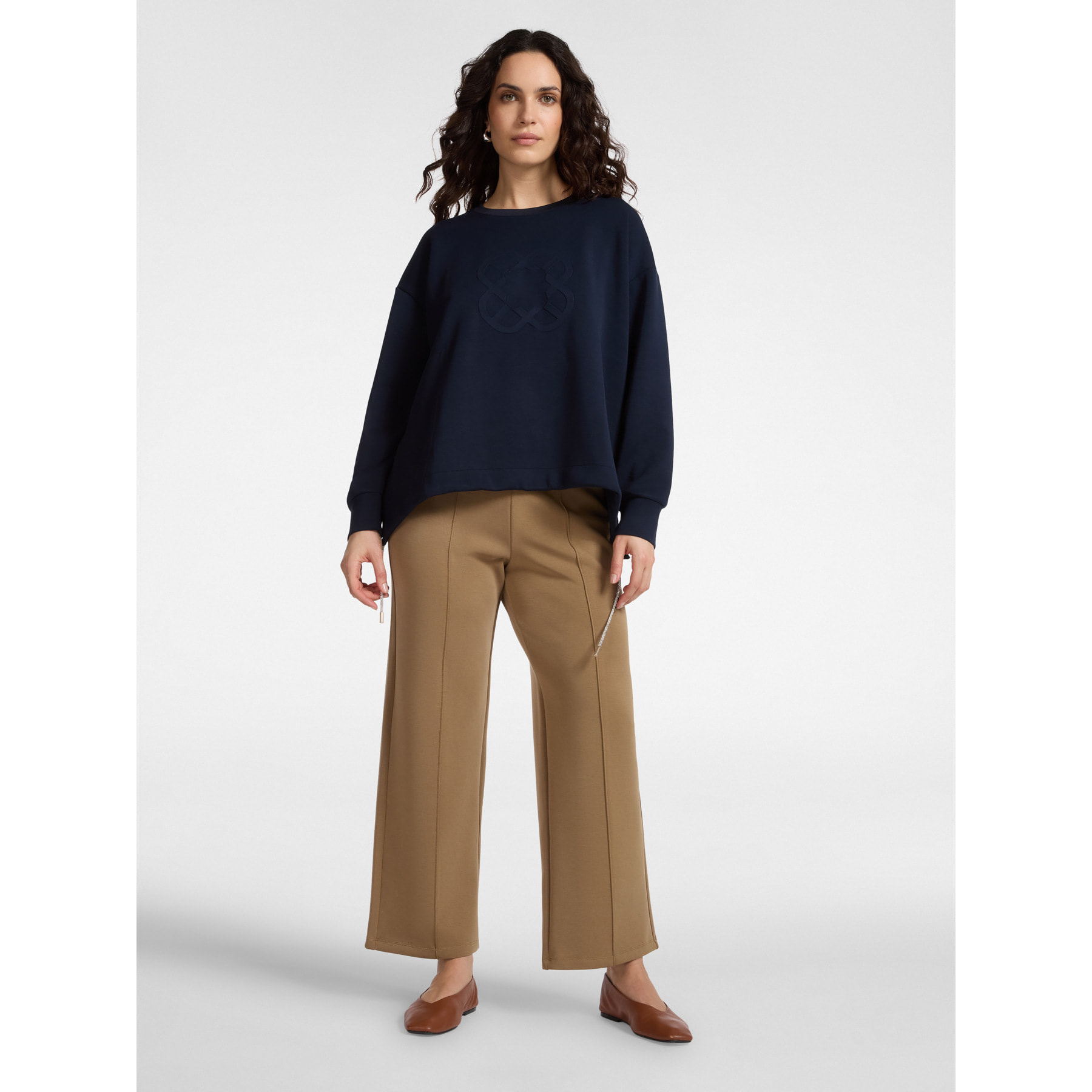 Elena Mirò - Pantalones palazzo en scuba - Marrón