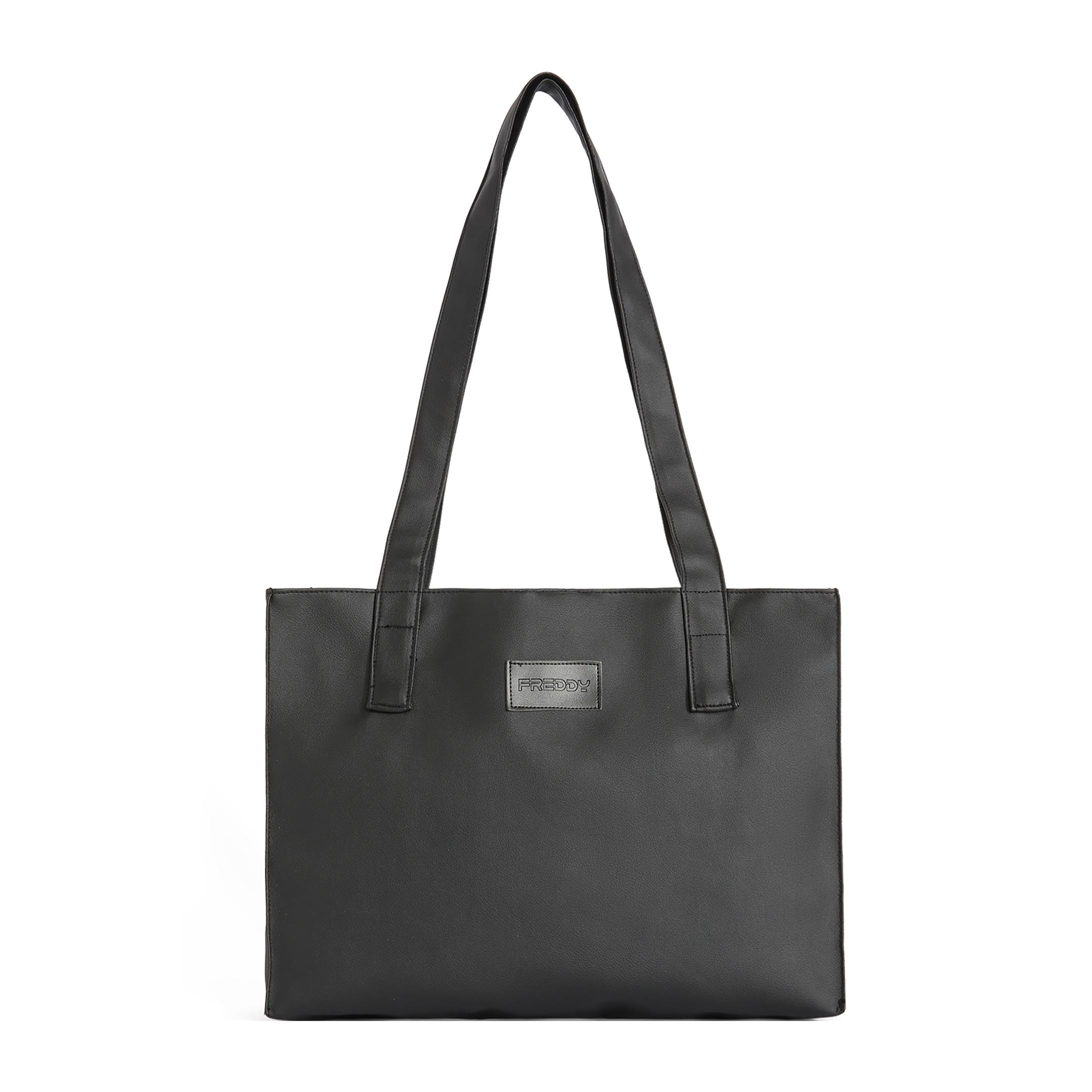 Shopping bag in similpelle con logo applicato