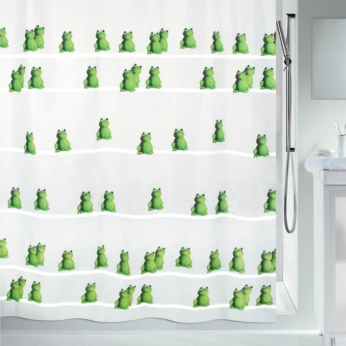 Rideau de douche Polyester QUACK 180x200cm Vert & Blanc Spirella