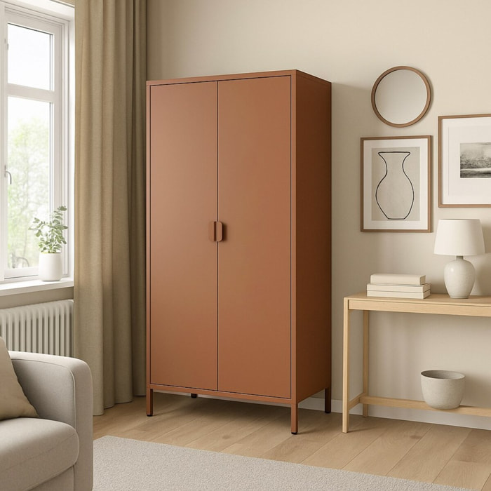 Armadio in metallo 2 ante 80x40x170h cm mattone - Pop