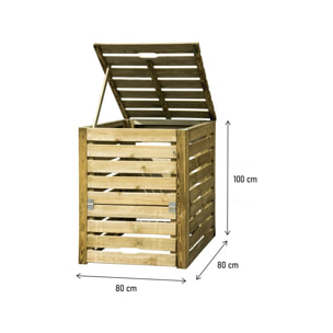 Composteur en bois 550 L "Dexter" - 80 x 80 x 100 cm - Bois