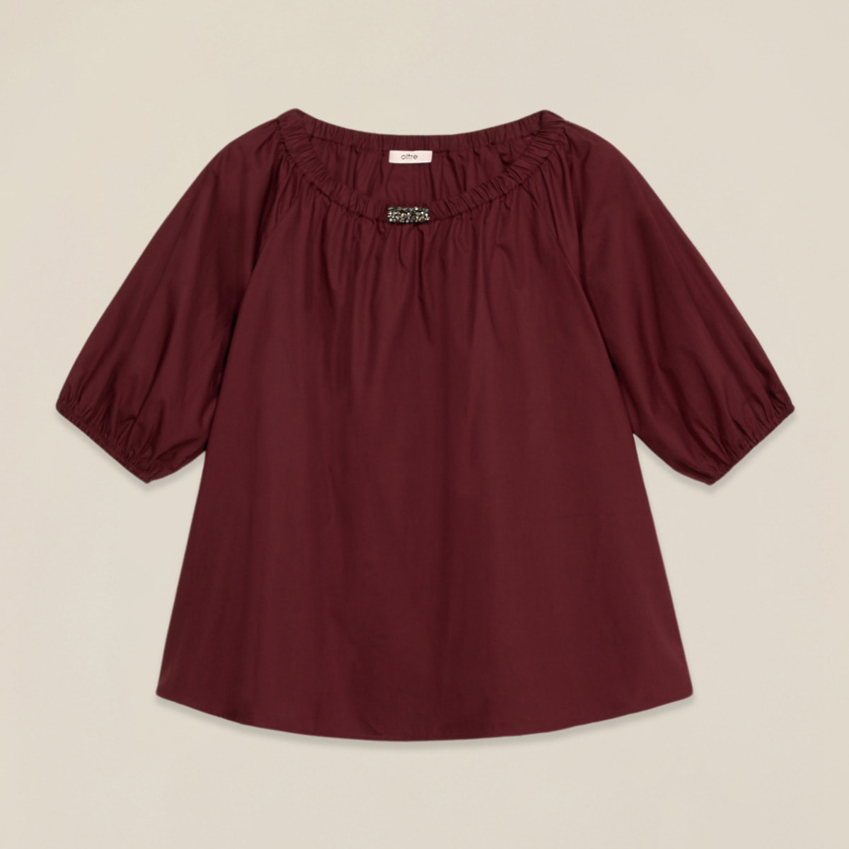 Oltre - Blusa off shoulders in cotone - Bordeaux