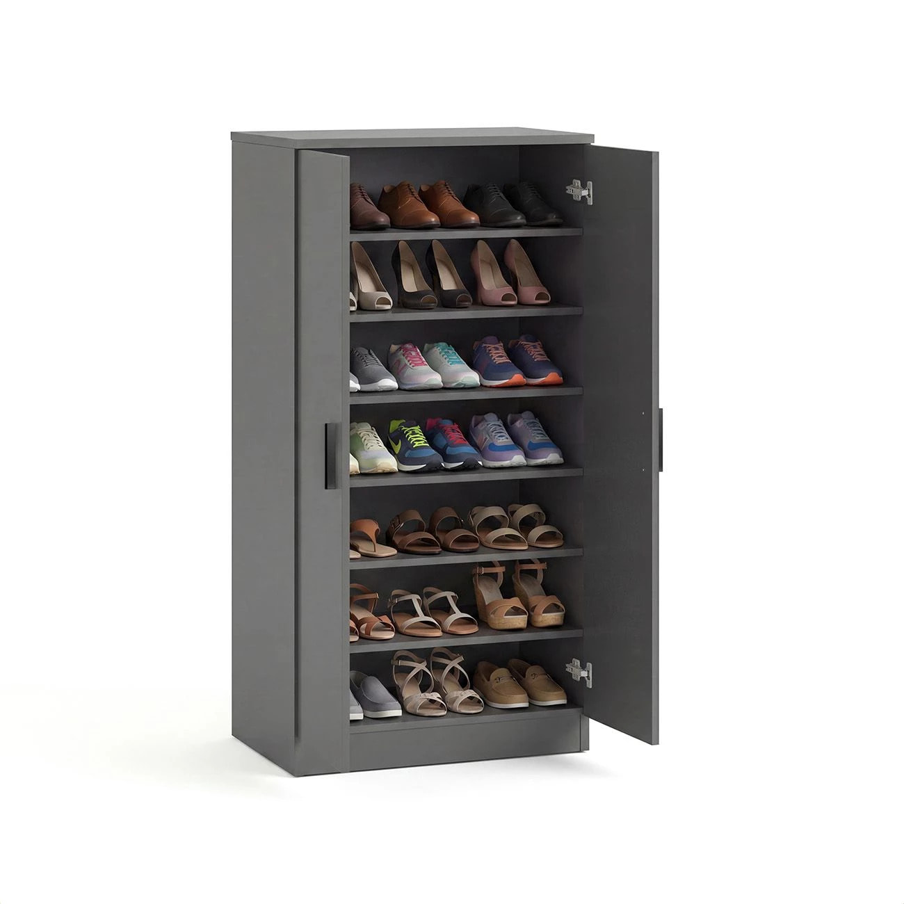 Zapatero de 2 puertas en gris grafito 55x108 cm Liam Gris Grafito