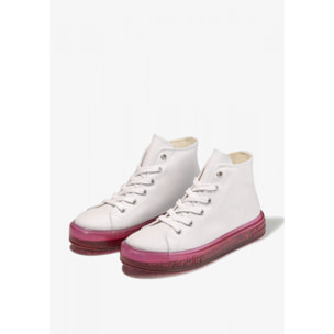 Zapatillas Altas de Mujer  Gumme Superstar color blanco y suela rosa D.Franklin