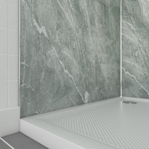 Pack de 2 Panneaux Muraux Pierre Artic Green 90+90x210 cm avec Profilés ANODISE BRILLANT - STONE'IT