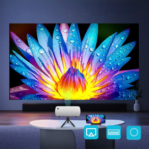 Videoproiettore LCD M8 con 100 lumen ANSI, immagine da 20 a 80 pollici, supporto Full HD 1080p, duplicazione dello schermo wireless e cablata.