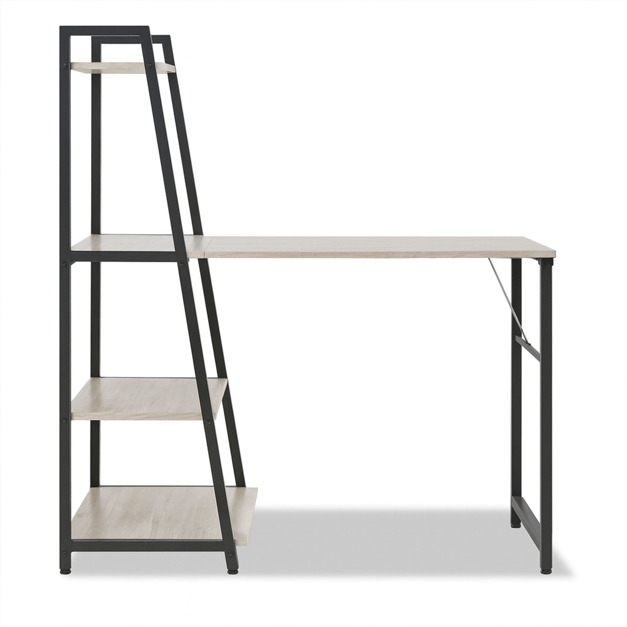 Bimyo - Scrivania pieghevole con libreria salvaspazio 50x41xH128 cm in stile industrial bleach