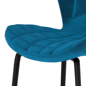 Chaise de bar Mazzia en velours bleu 75 cm (lot de 2)