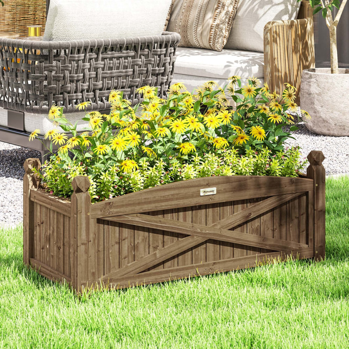 Jardinera de Madera Elevada Huerto Urbano Madera para Cultivar Plantas Flores Hierba Jardinera Rectangular para Jardín Balcón Terraza 90x39x37 cm Café Oscuro