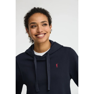 Sudadera azul marino con capucha, de corte recto y bordado Rigby Go