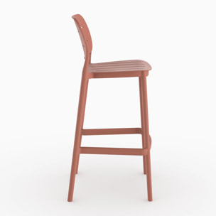 Lot de 2 chaises de bar de jardin 75 cm en plastique terracotta - Lola