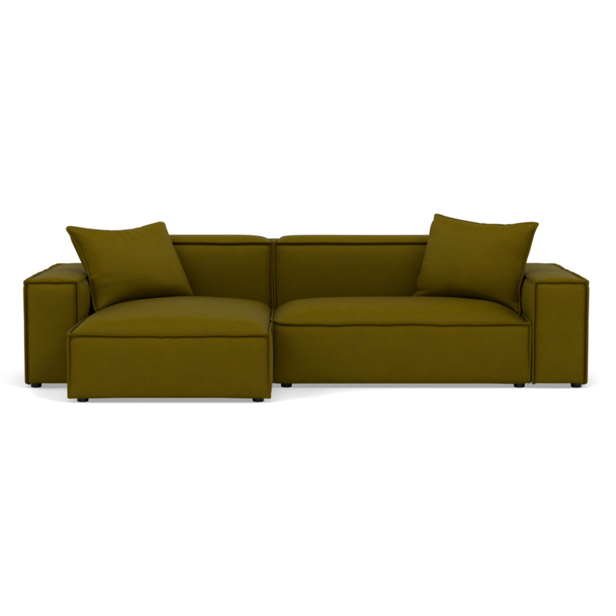 Atlas - Canapé d'angle réversible 4 places en velours texturé - Vert Olive