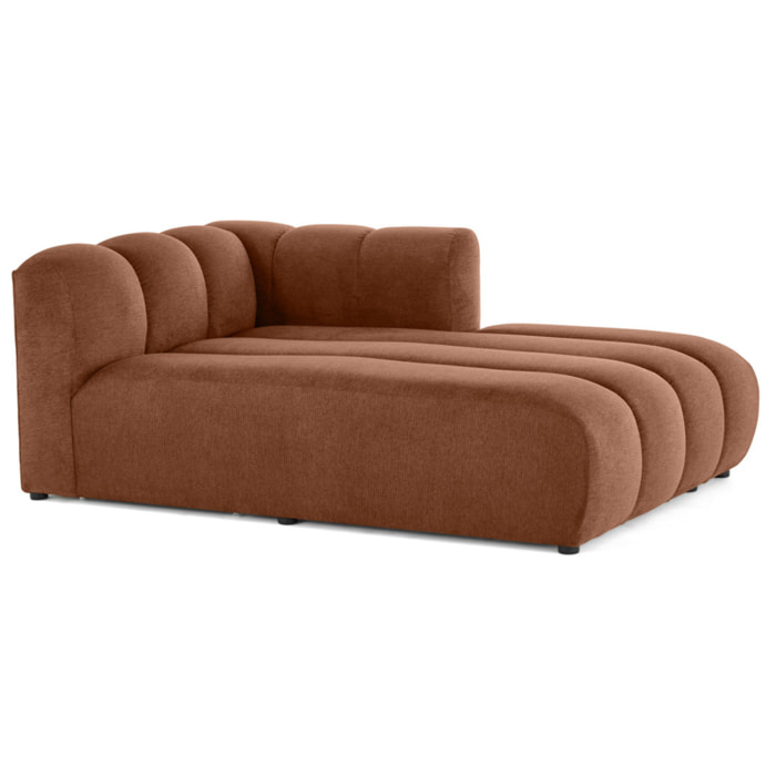 Debbie - module d'assise méridienne droit en tissu texturé - Terracotta