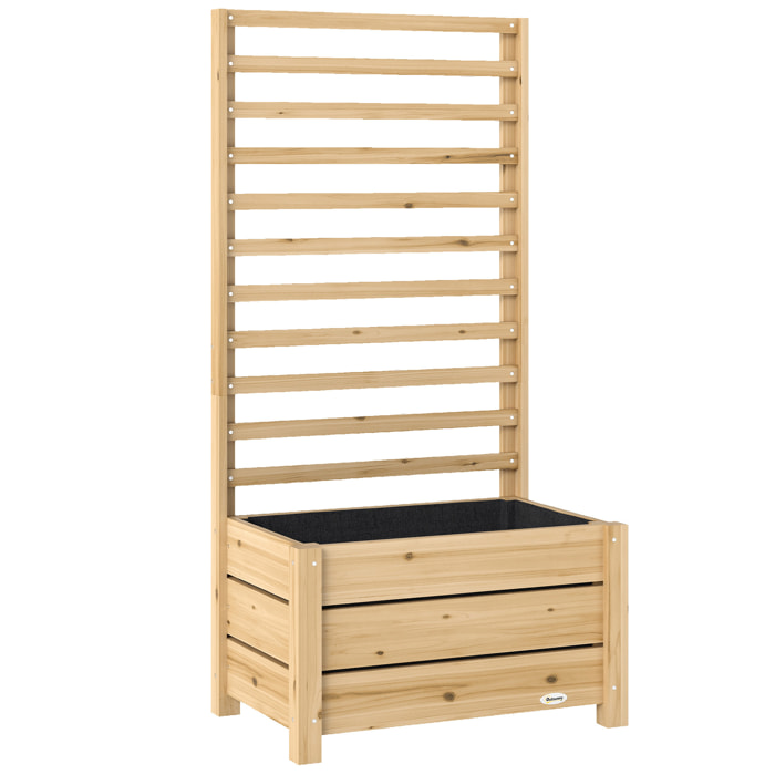 Jardinière avec treillis pour plantes grimpantes bois pin clair