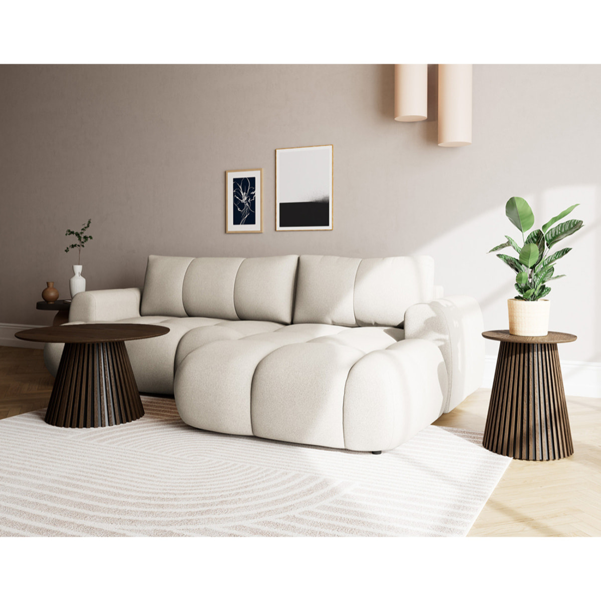 Freya - ensemble table basse et bout de canapé - Effet noyer