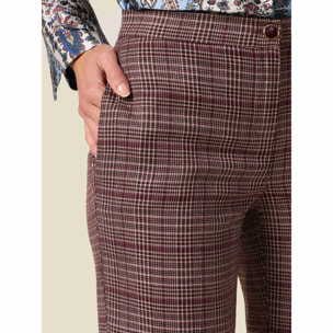 Oltre - Pantalones de franela a cuadros - Burgundy