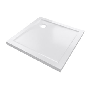 RECEVEUR DE DOUCHE A POSER EXTRA PLAT EN ACRYLIQUE BLANC CARRE 80x80 cm BAC DE DOUCHE