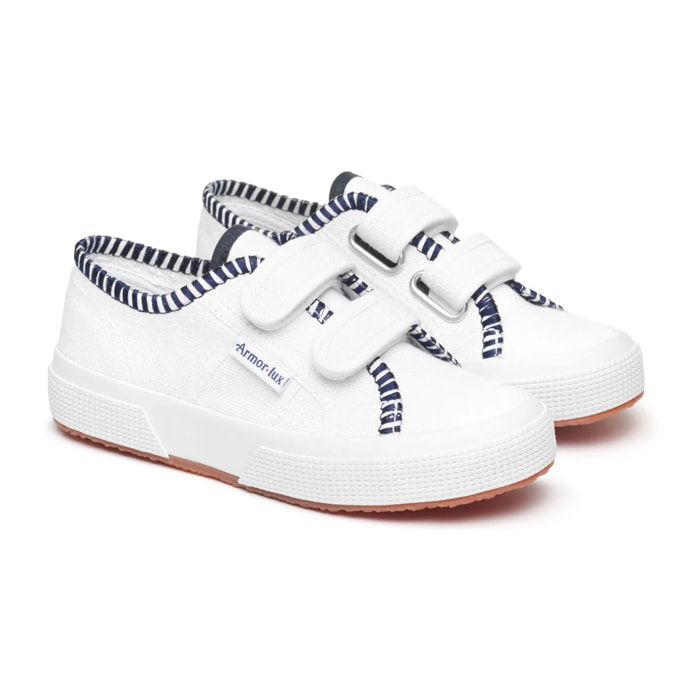 Le Superga Bambino/a Bianco 2750 Kids Straps Cotton Embroidery Line